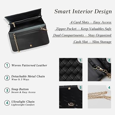 Small Crossbody Bags for Women, Cell Phone Purse Mini Clutch Bag with Removable Chain, Card Slots - Lightweight Purse